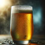 DALL·E 2023-12-23 10.44.25 - A photo focusing on the condensation effect in beer photography. The image showcases a chilled glass of beer, with droplets of condensation forming a .png